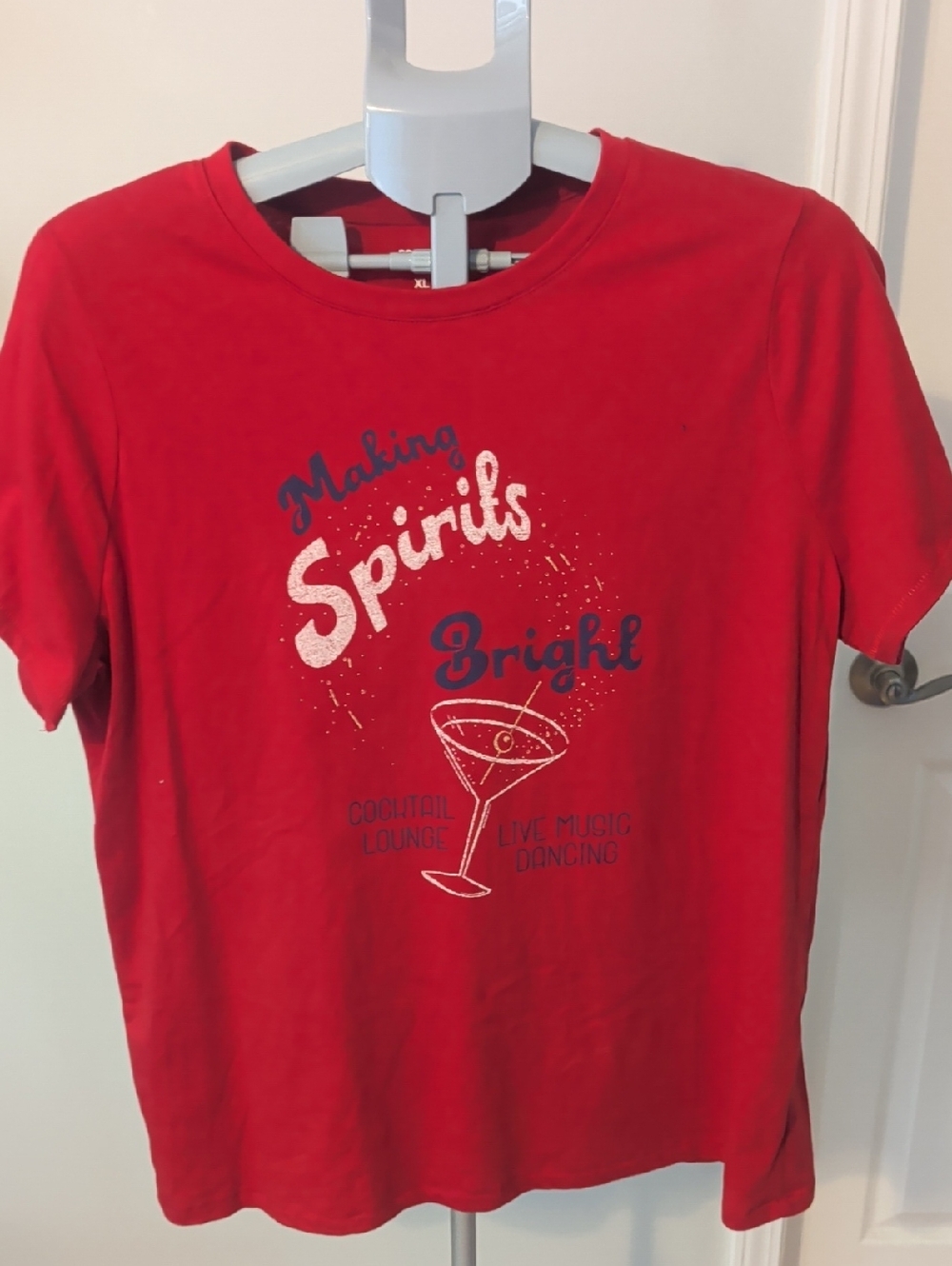 Women's Red Graphic Tee - Making Spirits Bright